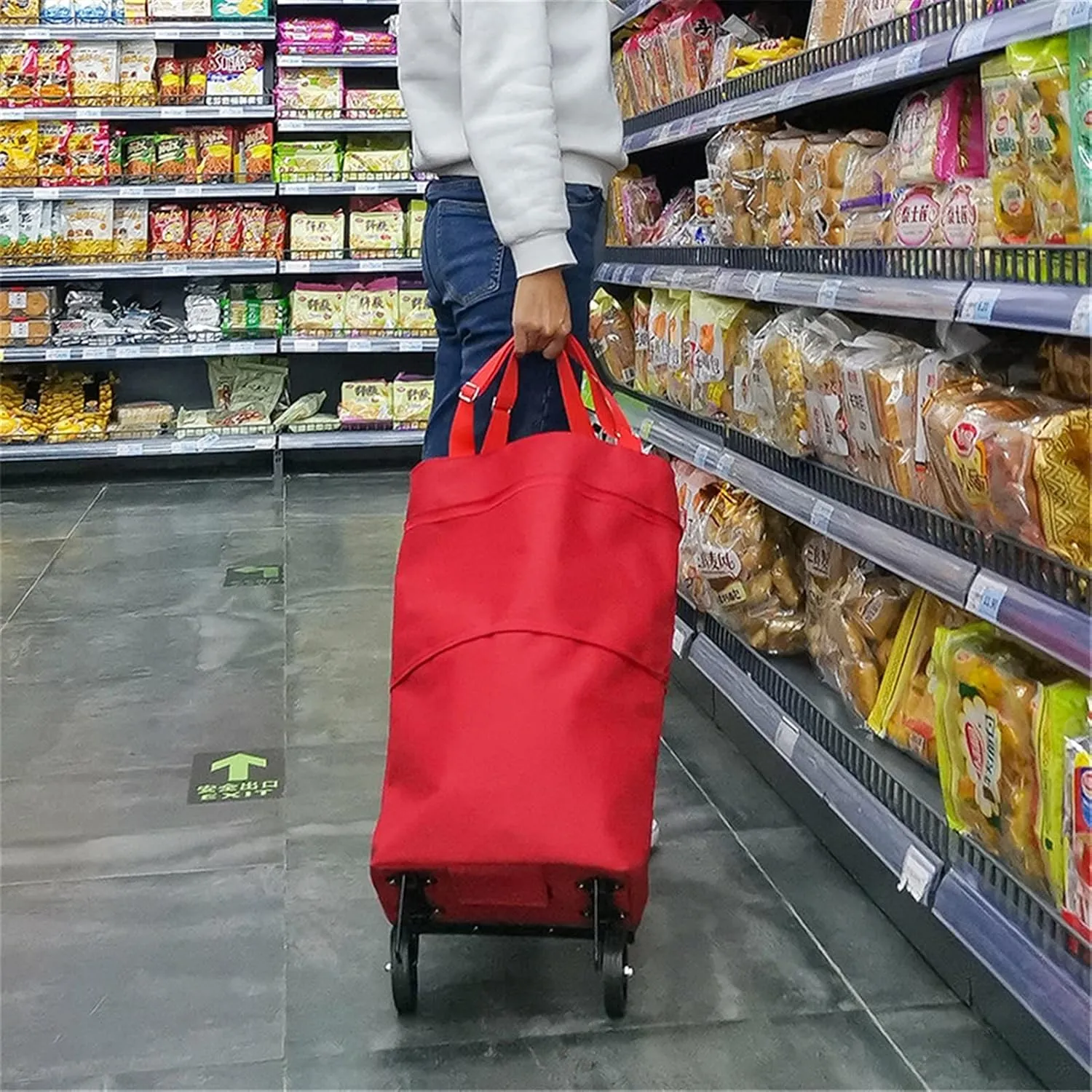 Shopping Cart Wheeled Foldable Shopping Bag Cart Double Rolling Wheels Loading Utility Shopping Laundry Grocery Luggage Folding Hand Truck (Color : Q 6)