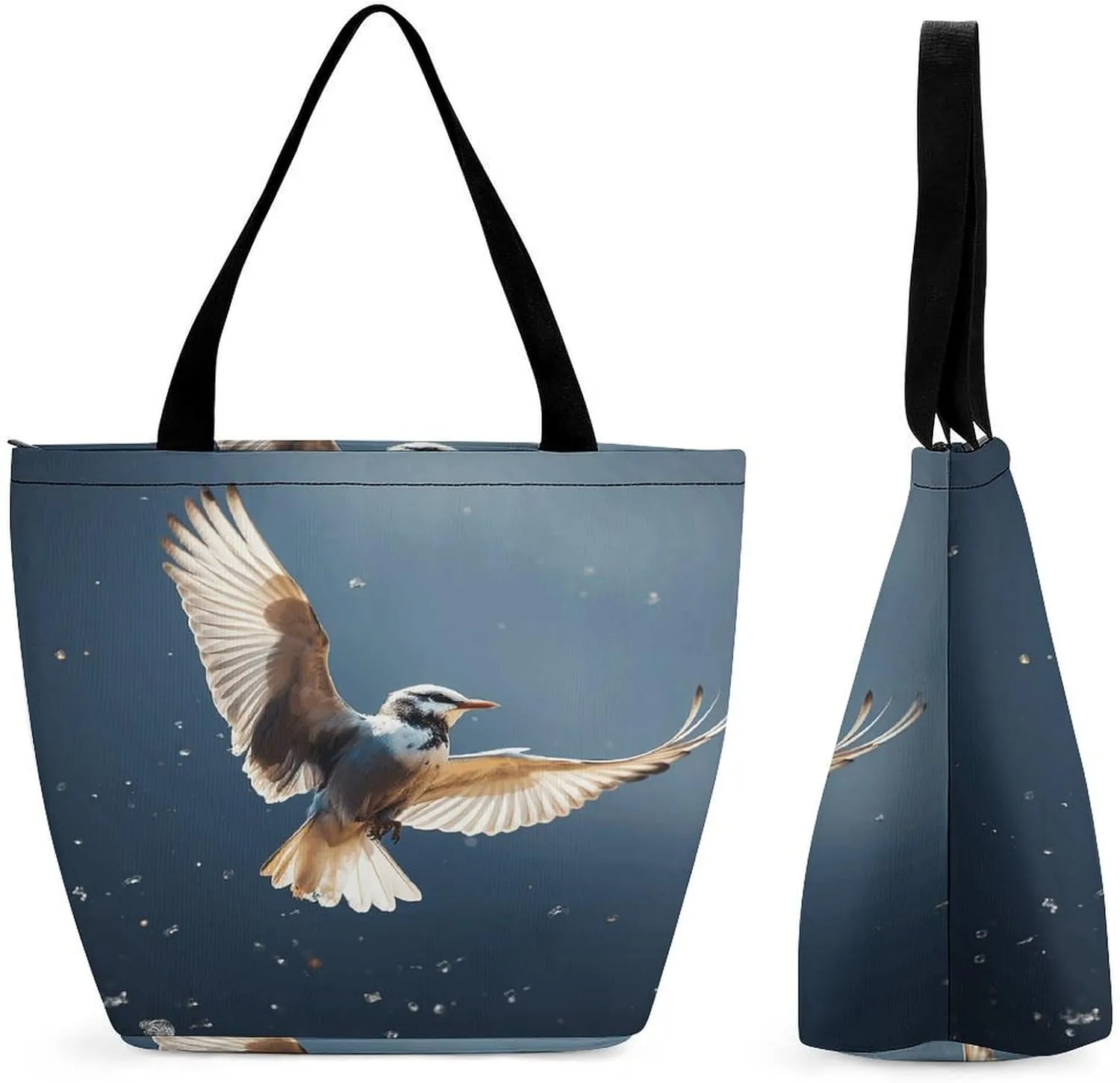 Shopping Zippered Tote for Women,Bird Migration Print Travel Totes Bag,Beach Tote Bags,Overnight Handbag,reusable Shopping Bags