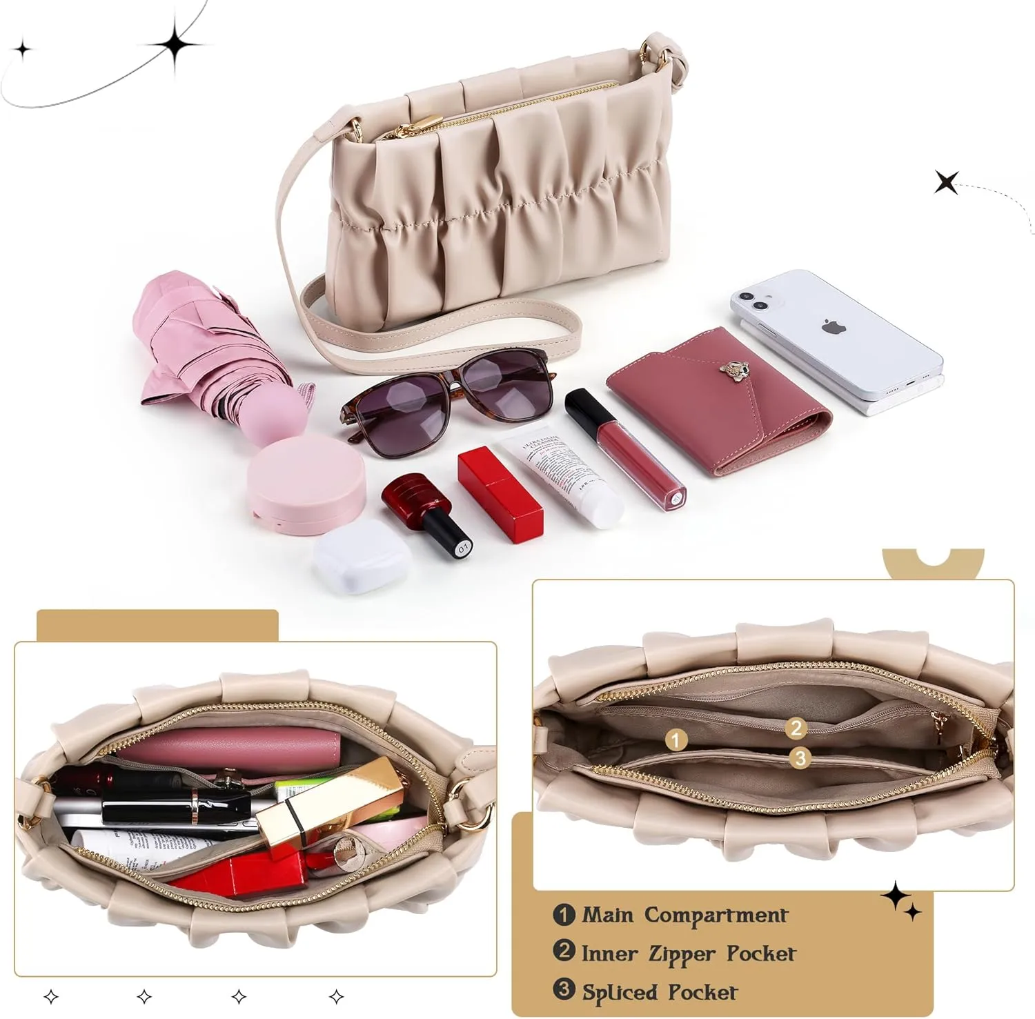 Shoulder Bag for Women,Leather Crescent Crossbody Bags Hobo Handbag Designer Purse with Adjustable Strap