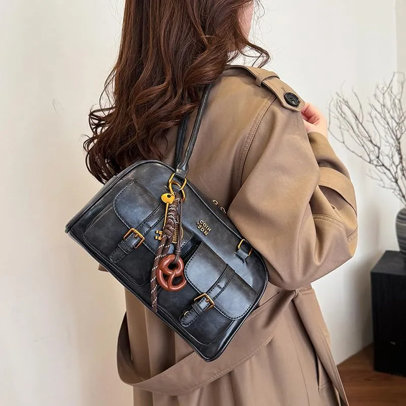 Shoulder Bag Retro Top Handle Bag Y2k 90s Multiple Pockets Designer Handbag Soft Trendy Underarm Purse