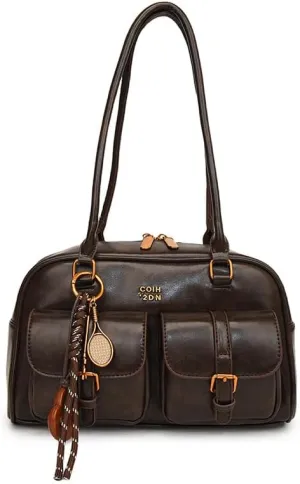 Shoulder Bag Retro Top Handle Bag Y2k 90s Multiple Pockets Designer Handbag Soft Trendy Underarm Purse