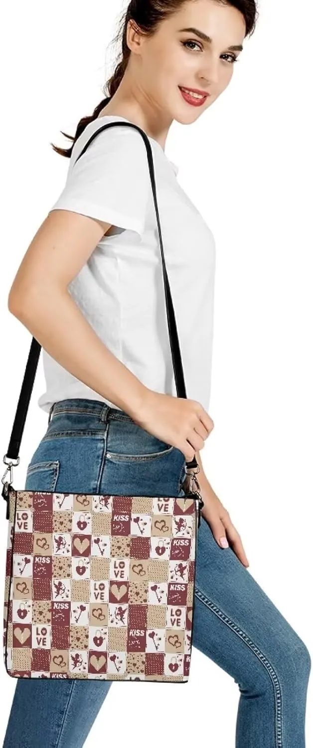 Shoulder Bucket Handbags PU Leather Crossbody Purse Tote Bag Women's Large Work Satchel Handle Bags with Pockets