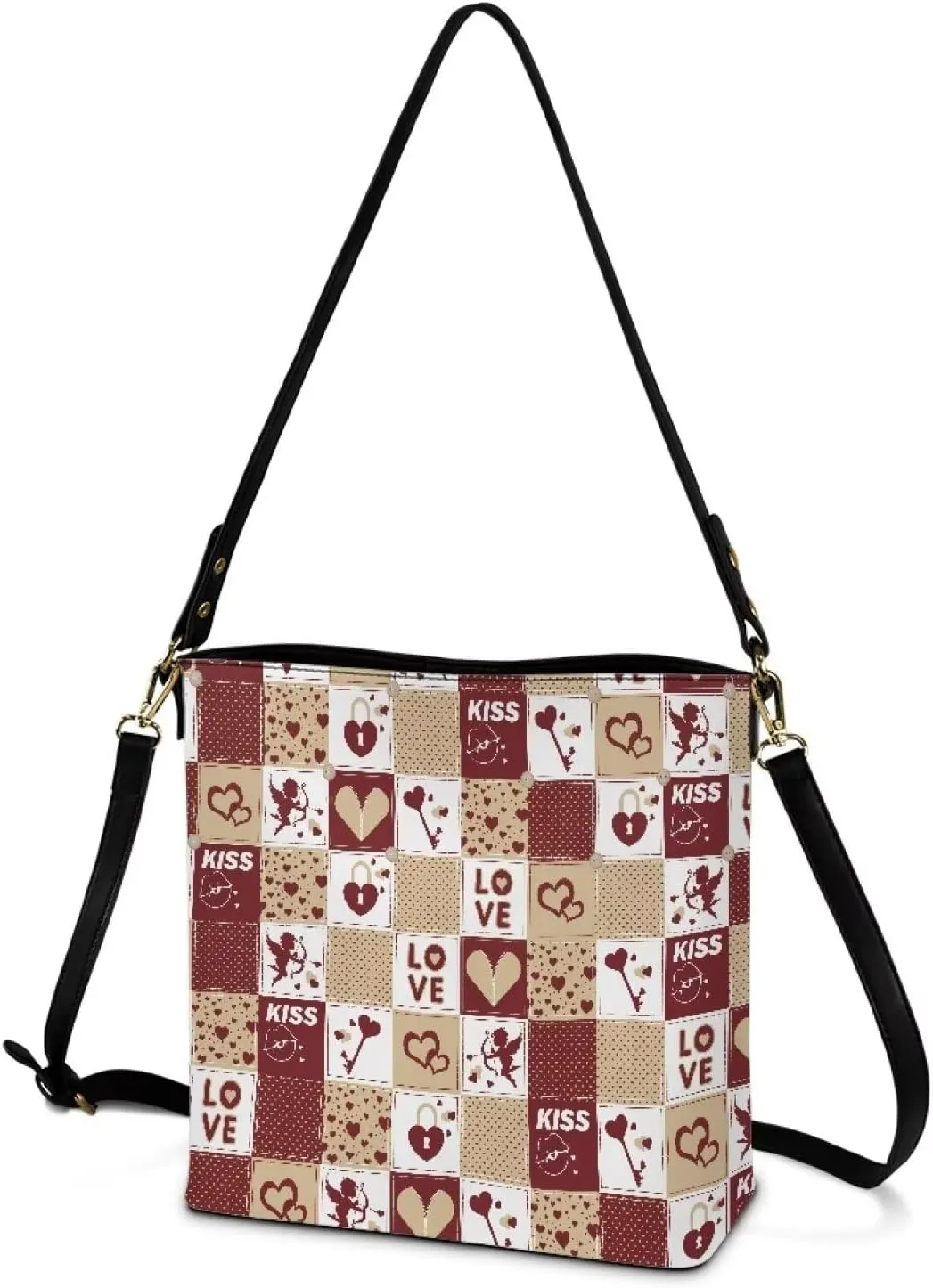 Shoulder Bucket Handbags PU Leather Crossbody Purse Tote Bag Women's Large Work Satchel Handle Bags with Pockets