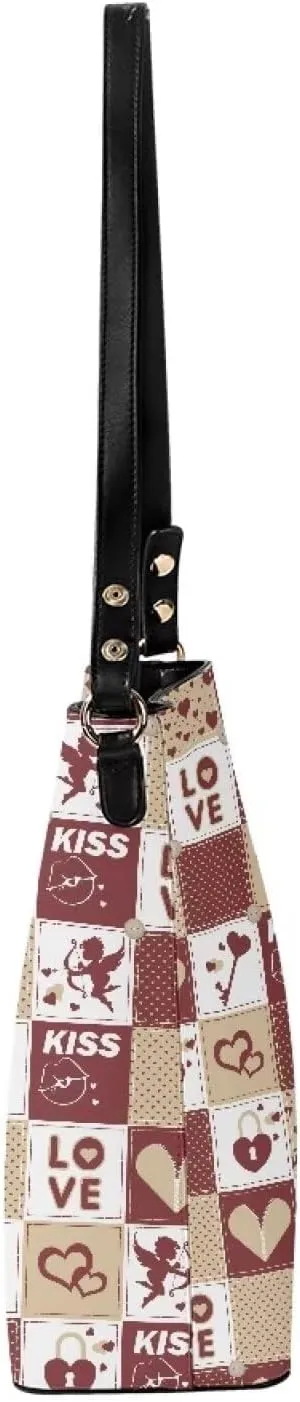 Shoulder Bucket Handbags PU Leather Crossbody Purse Tote Bag Women's Large Work Satchel Handle Bags with Pockets