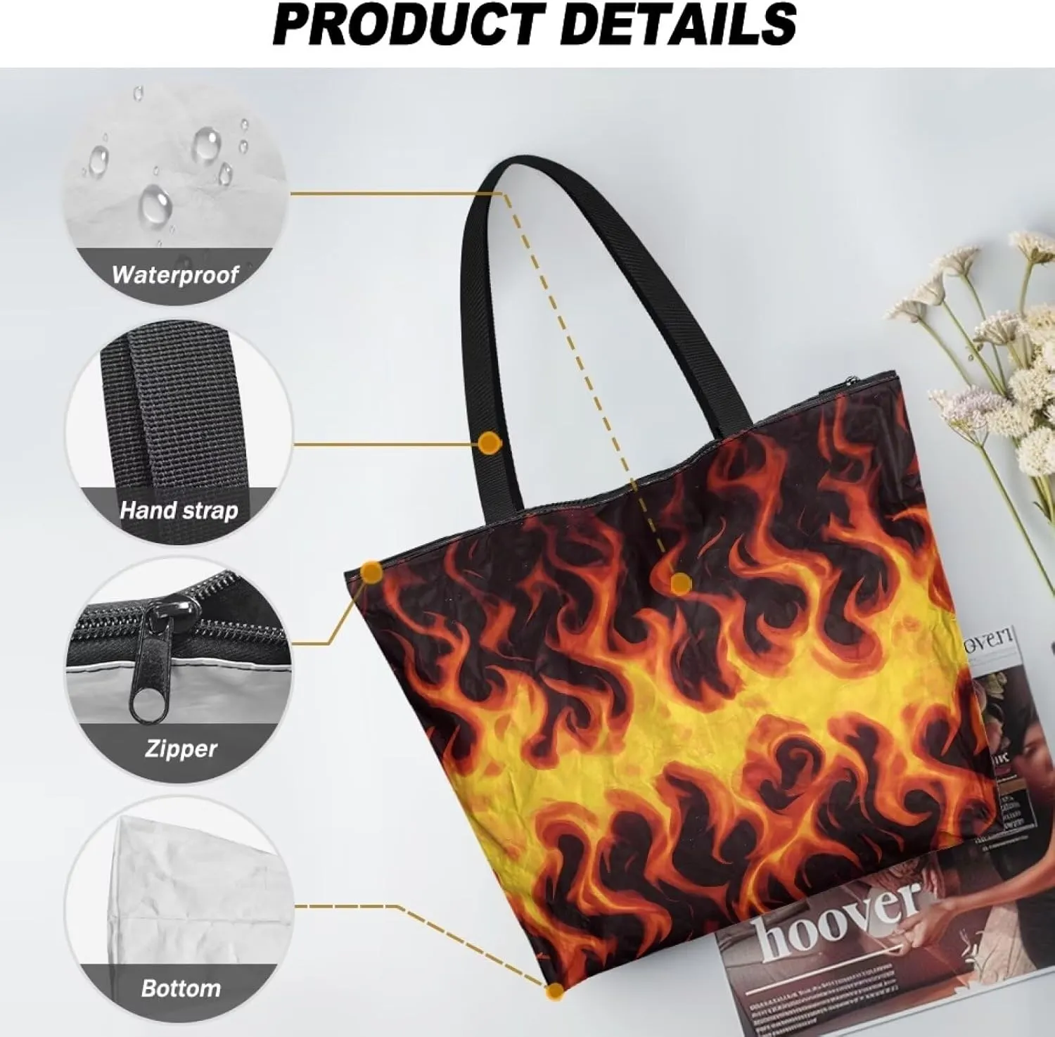 Shoulder Tote Bag for Women Foldable Hobo Handbag, Abstract Painting Art Eco Shopping Bag Tote Grocery Bags