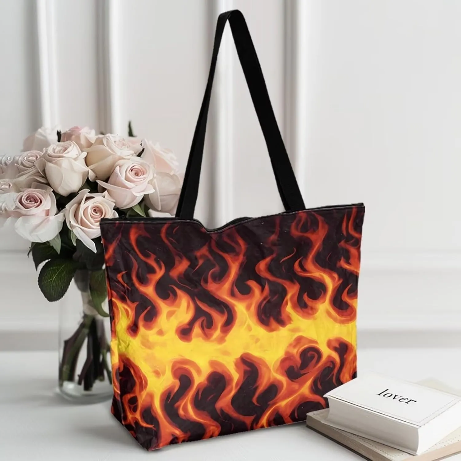 Shoulder Tote Bag for Women Foldable Hobo Handbag, Abstract Painting Art Eco Shopping Bag Tote Grocery Bags