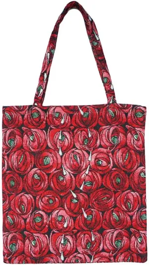 Signare Tapestry Reusable Grocery Eco-Friendly Shopping Tote Bag with Mackintosh Rose Teardrop Design