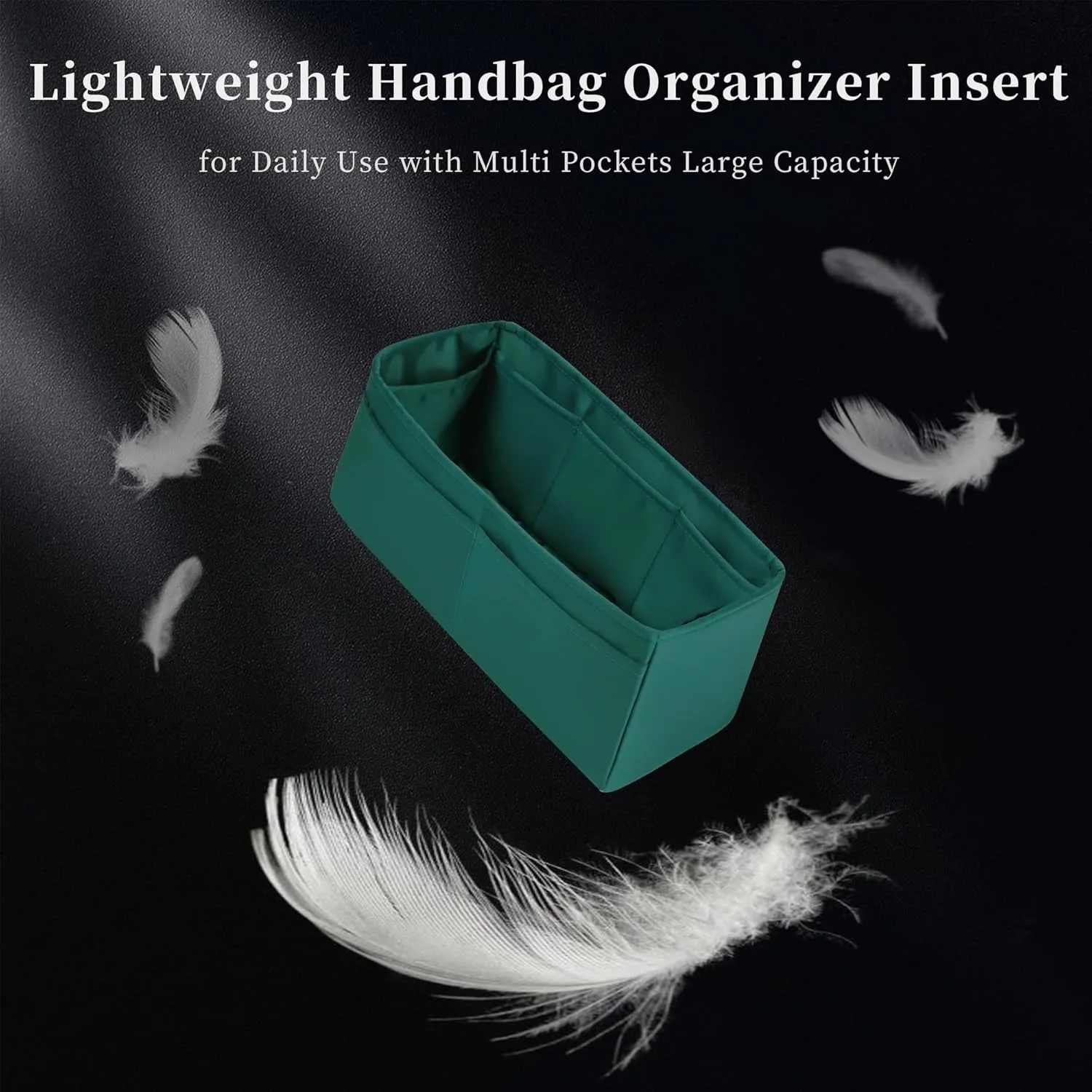 Silky Bag Insert for Kelly 25, Purse Organizer Compatible with Hermes Kelly, Lightweight Luxury Bag Shaper with Multiple Pockets for Daily Use (Malachite, KE 25)