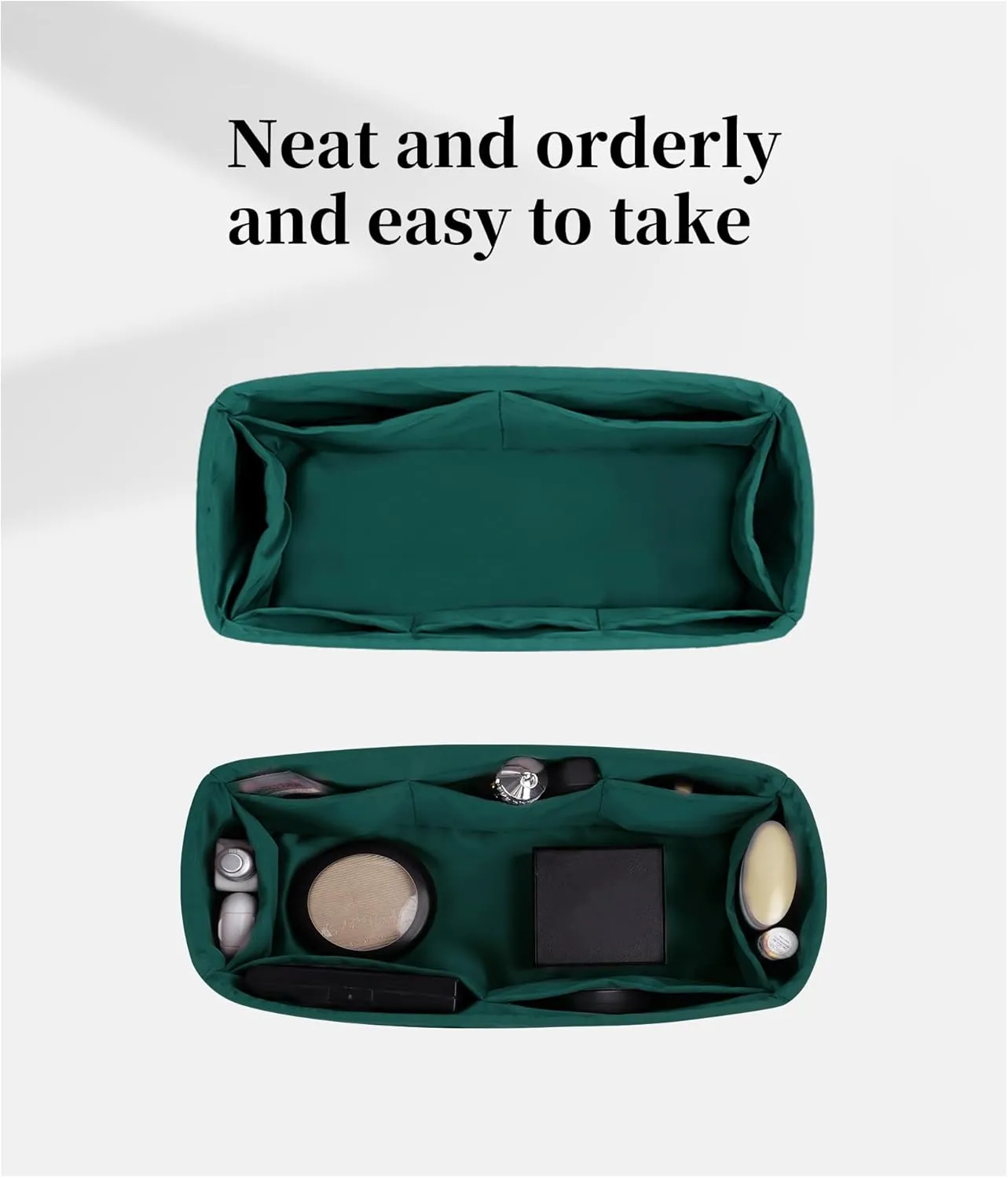 Silky Bag Insert for Kelly 25, Purse Organizer Compatible with Hermes Kelly, Lightweight Luxury Bag Shaper with Multiple Pockets for Daily Use (Malachite, KE 25)