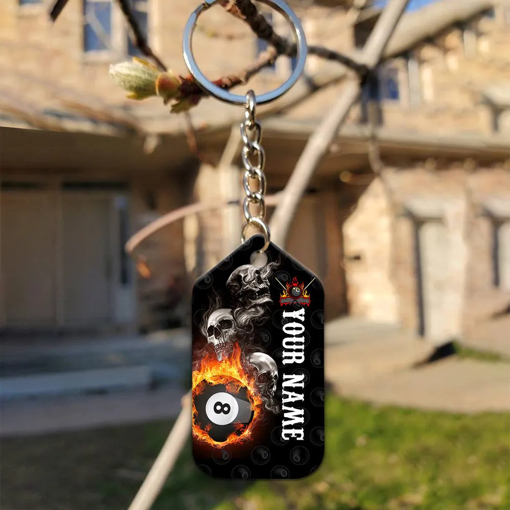 Skull Reaper Billiard Pool 8 Ball Hello Darkness My Old Friend Personalized Name Keychain Gift For Billiard Players