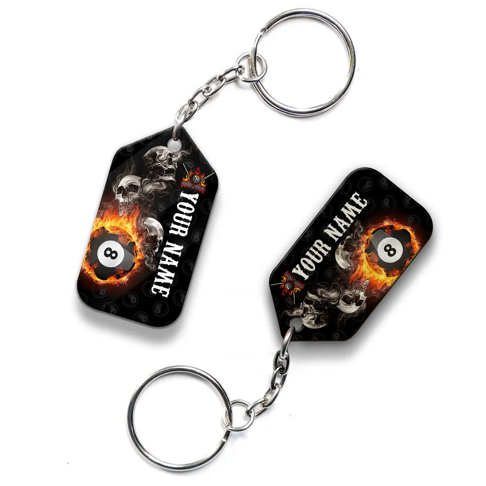 Skull Reaper Billiard Pool 8 Ball Hello Darkness My Old Friend Personalized Name Keychain Gift For Billiard Players