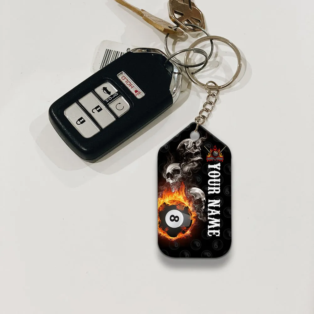 Skull Reaper Billiard Pool 8 Ball Hello Darkness My Old Friend Personalized Name Keychain Gift For Billiard Players