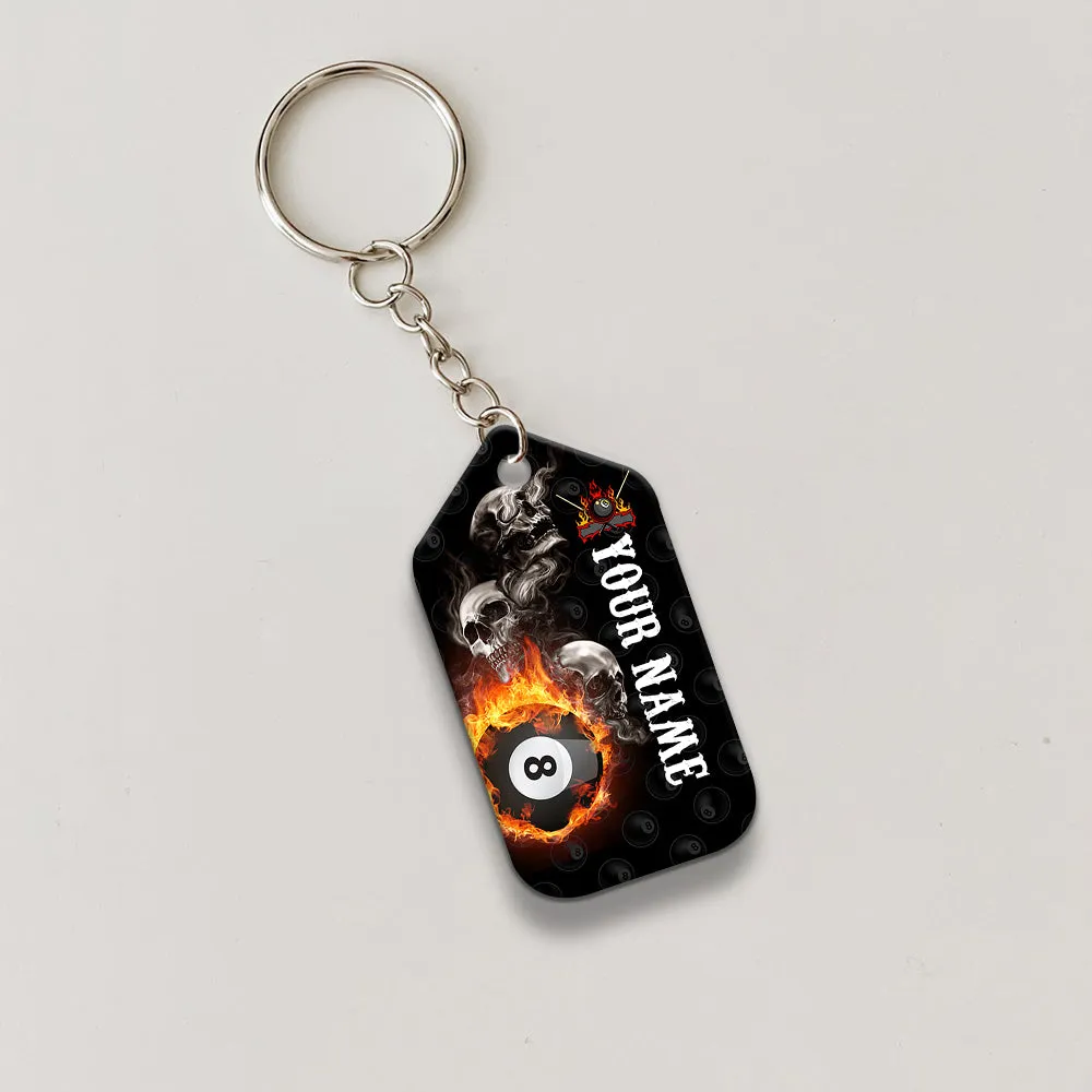 Skull Reaper Billiard Pool 8 Ball Hello Darkness My Old Friend Personalized Name Keychain Gift For Billiard Players
