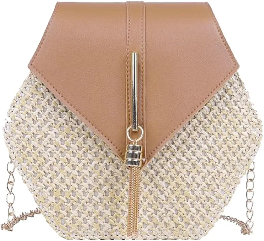 Small Crossbody Purse Women Woven Shoulder Bag with Tassel Solid Color Handmade Designer Summer Travel