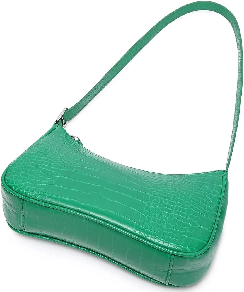 Small Purse for Women, Adjustable Shoulder Bags Crocodile Pattern Clutch Purse with Zipper Closure Retro