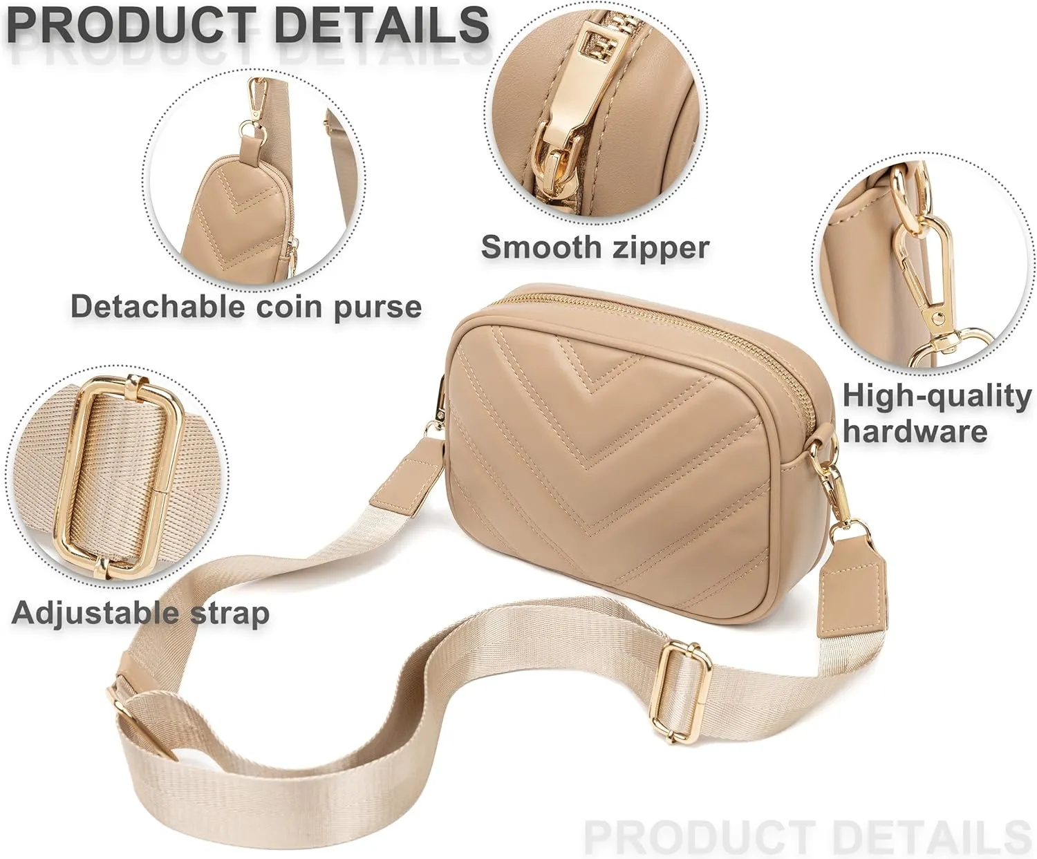 Small Quilted Crossbody Bags for Women Stylish Leather Purse Designer Handbag with Coin Pouch for Shopping, Dating, Traveling