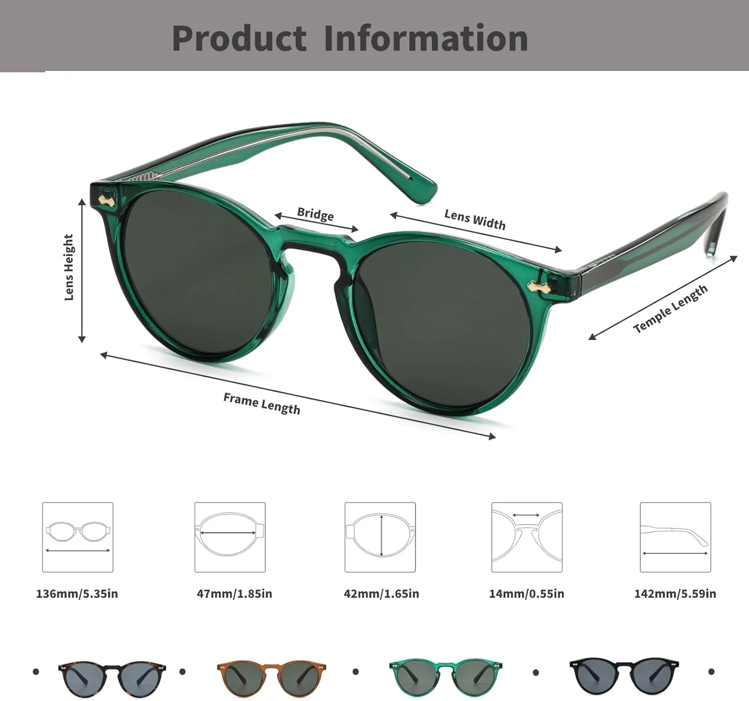 Small Retro Round Sunglasses for Women Men UV400 Protection Vintage Designer Trendy Frame