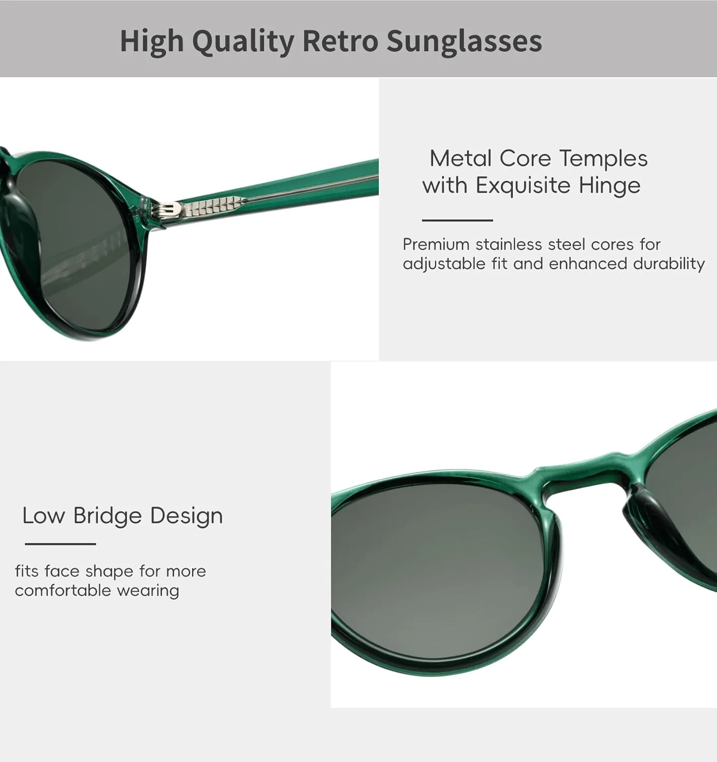 Small Retro Round Sunglasses for Women Men UV400 Protection Vintage Designer Trendy Frame