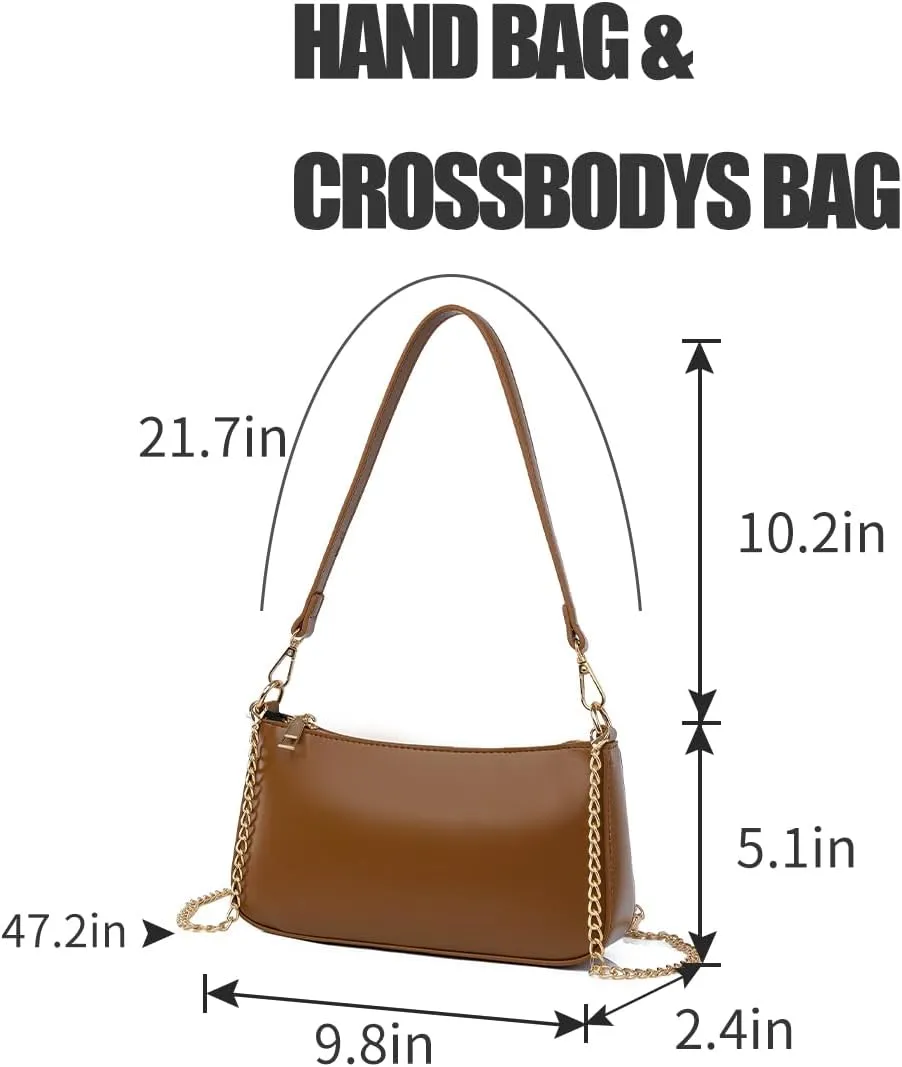 Small Shoulder Bag for Women Trendy Purse Retro Vegan Leather Hobo Purses Clutch Tote HandBags with Zipper Closure