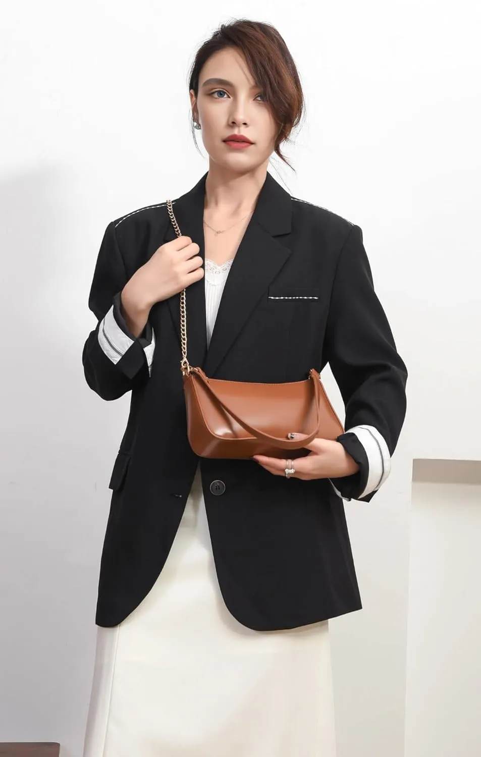 Small Shoulder Bag for Women Trendy Purse Retro Vegan Leather Hobo Purses Clutch Tote HandBags with Zipper Closure
