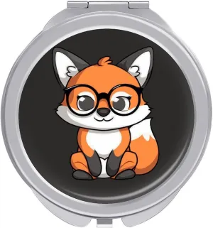 Smart Fox Compact Mirror Pocket Mirror Small Mirror for Purse Portable Mini Travel Makeup Mirror Folding Handheld Double-Sided Magnifying Compact Mirror for Women Gift