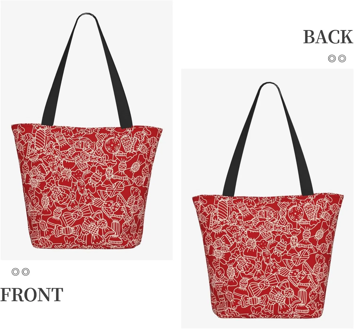 Snowflakes Red Green Stripes Tote Bag Women Reusable Shopping Bags Shoulder Bag Portable Storage HandBags