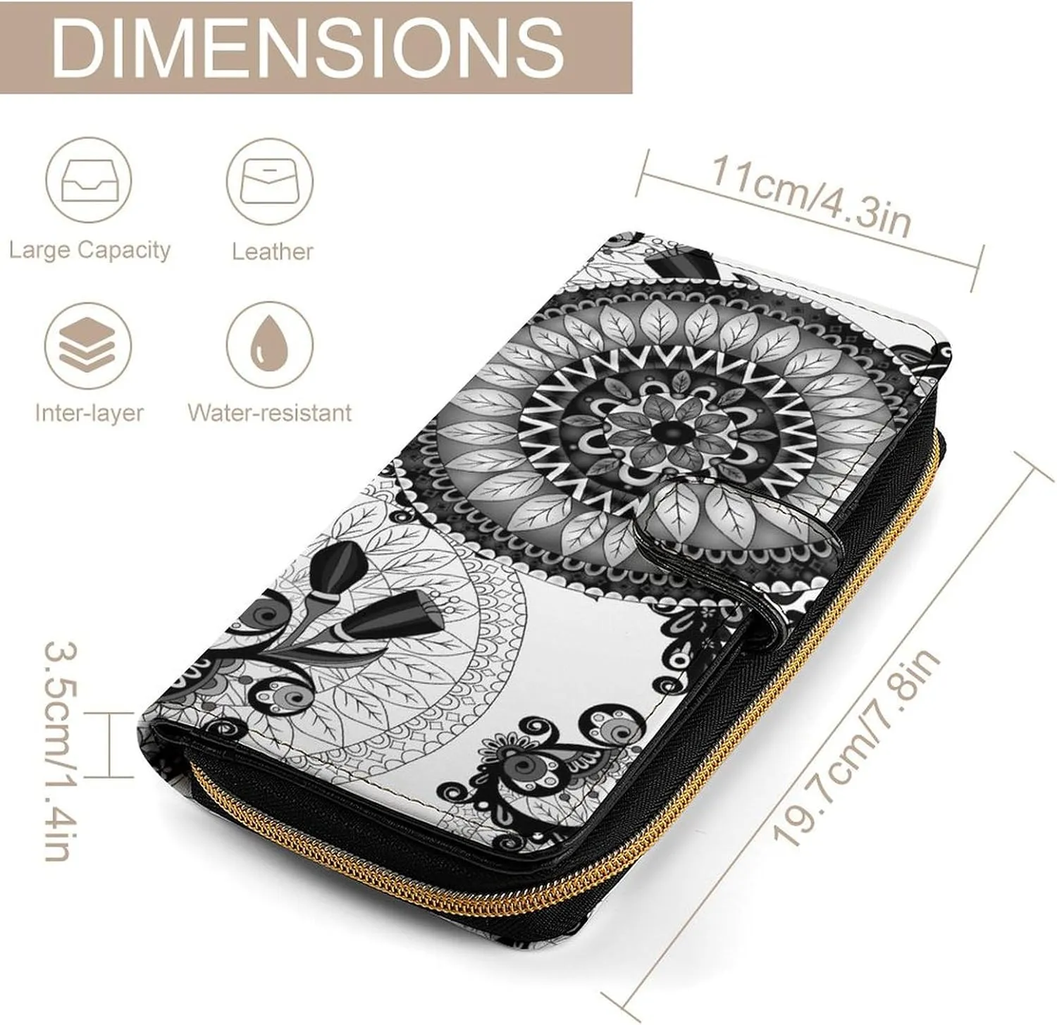 Soft Clutch PU Leather Wallet with 12 Card Slots, Zipper Card Case Holder Purse