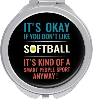 Softball is A Sport for Smart People Compact Mirror Pocket Mirror Purse Portable Mini Travel Makeup Mirror Folding Handheld Double-Sided Magnifying