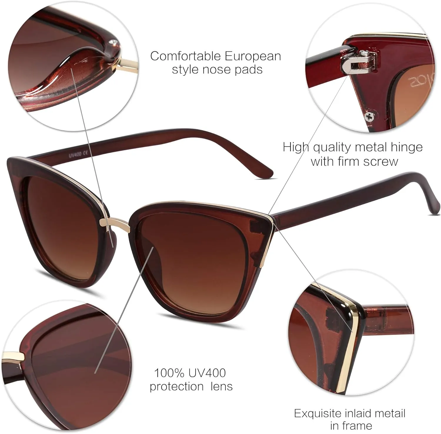 SOJOS Cat Eye Designer Sunglasses Fashion UV400 Protection Glasses SJ2052