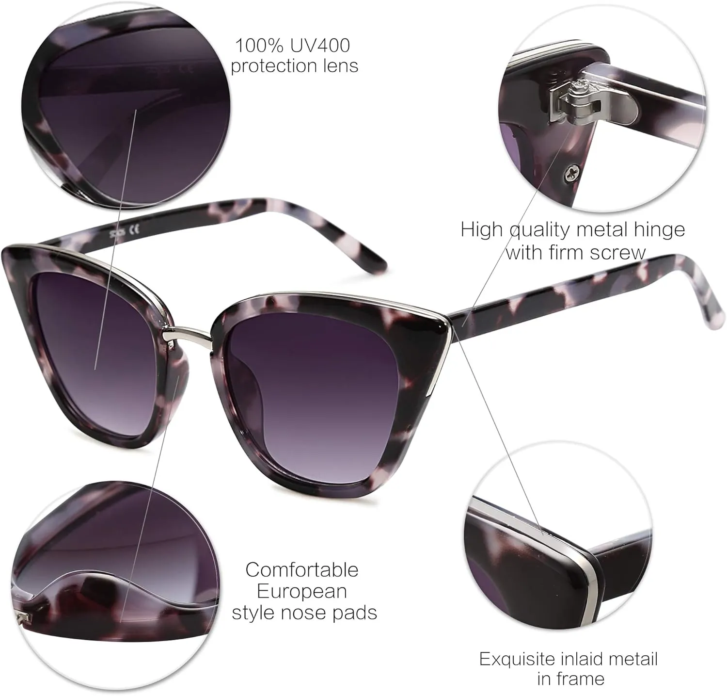 SOJOS Cat Eye Designer Sunglasses Fashion UV400 Protection Glasses SJ2052
