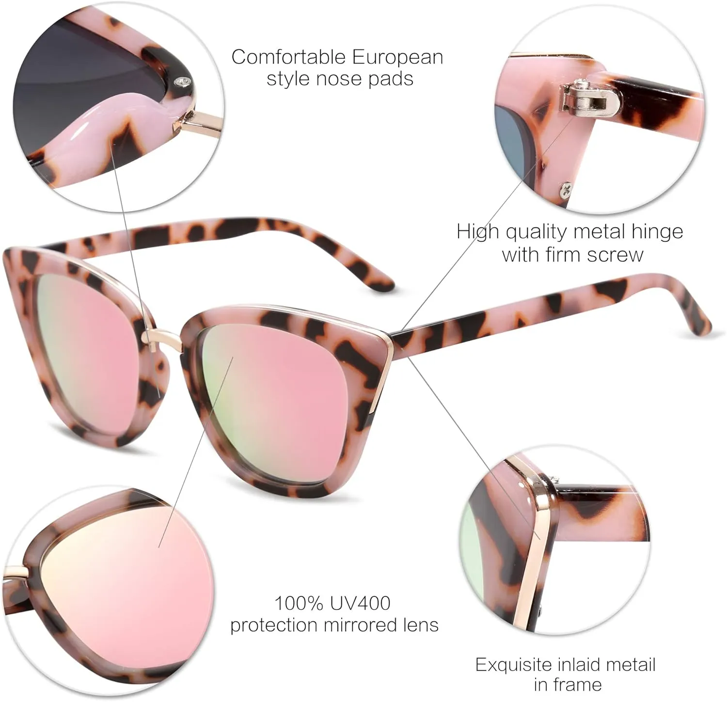 SOJOS Cat Eye Designer Sunglasses Fashion UV400 Protection Glasses SJ2052