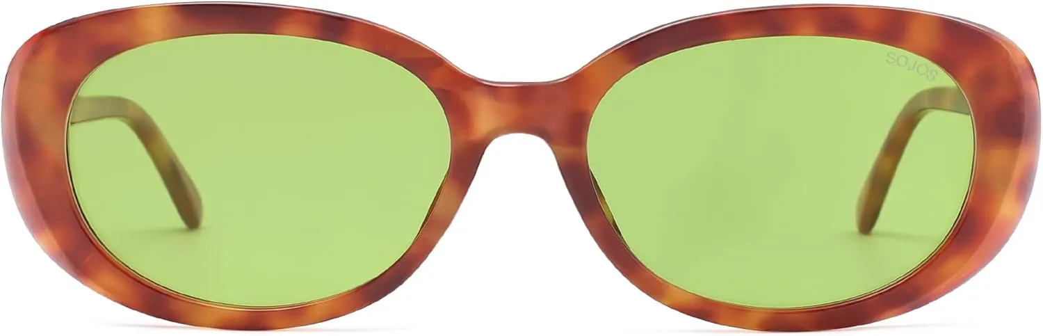 SOJOS Retro Oval Polarized Sunglasses for Women Men Vintage 90s Style Designer Inspired Sunnies Sun Glasses SJ2369