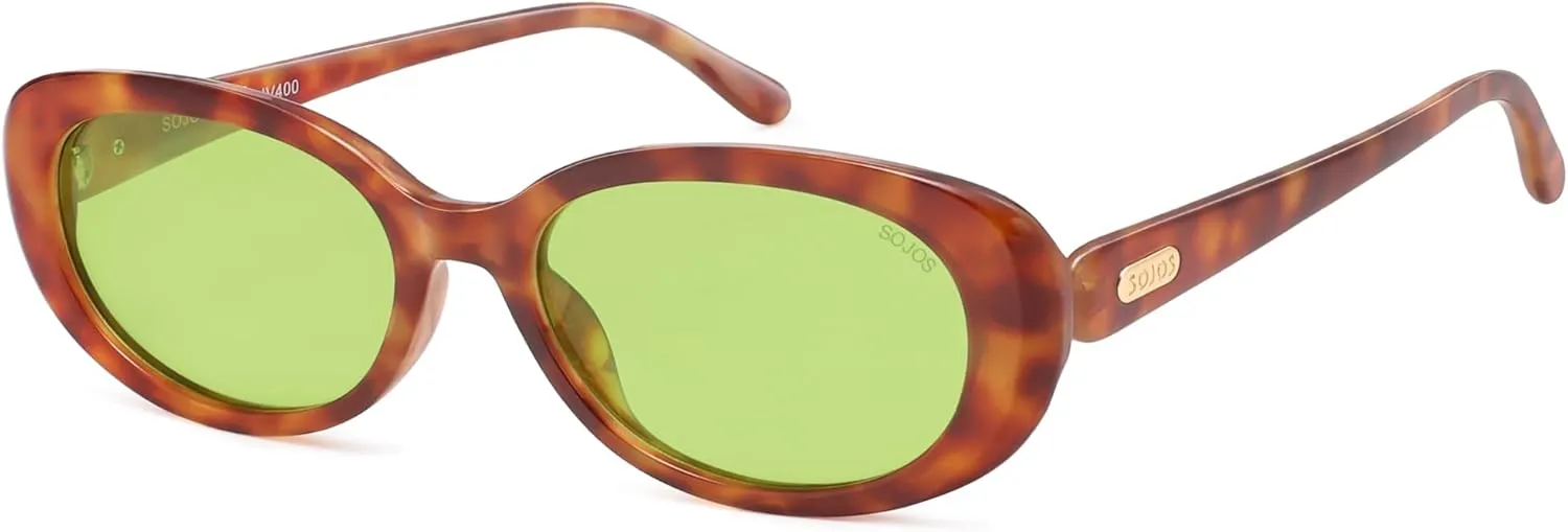 SOJOS Retro Oval Polarized Sunglasses for Women Men Vintage 90s Style Designer Inspired Sunnies Sun Glasses SJ2369