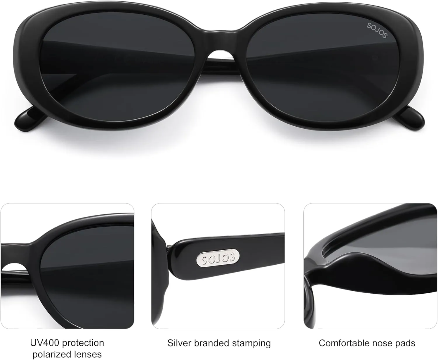 SOJOS Retro Oval Polarized Sunglasses for Women Men Vintage 90s Style Designer Inspired Sunnies Sun Glasses SJ2369