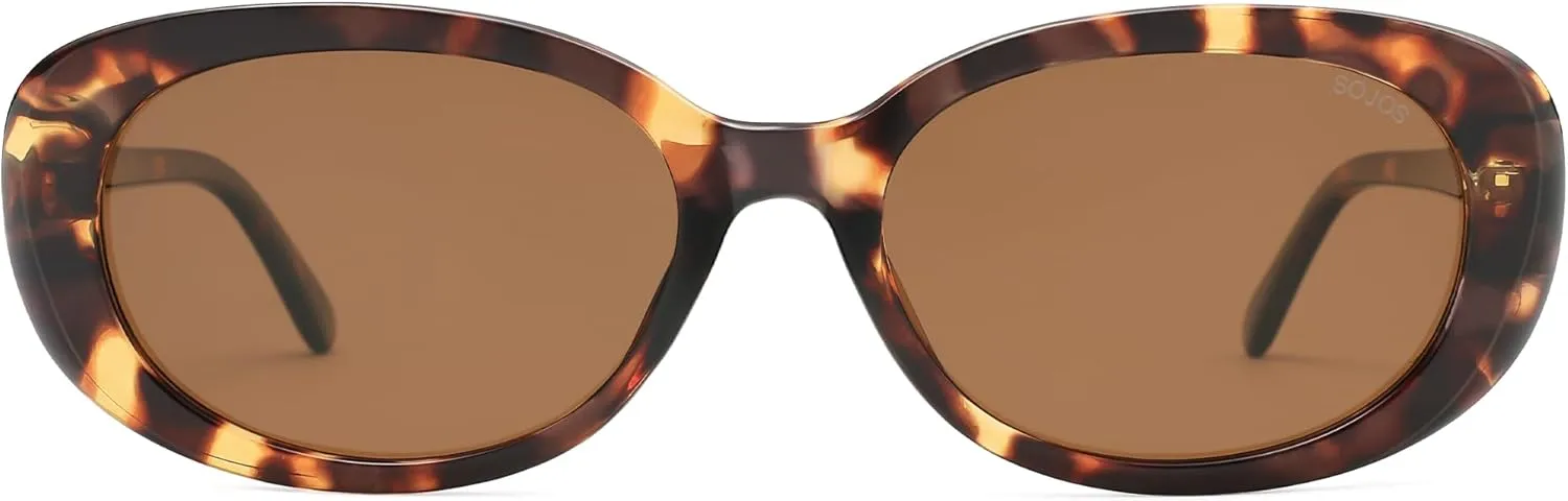 SOJOS Retro Oval Polarized Sunglasses for Women Men Vintage 90s Style Designer Inspired Sunnies Sun Glasses SJ2369