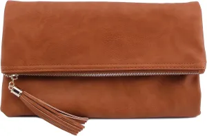 Solene Envelope Clutch Bags for Women Foldover Crossbody Tassel Wallet with Chain Strap, Elegant Evening Purse