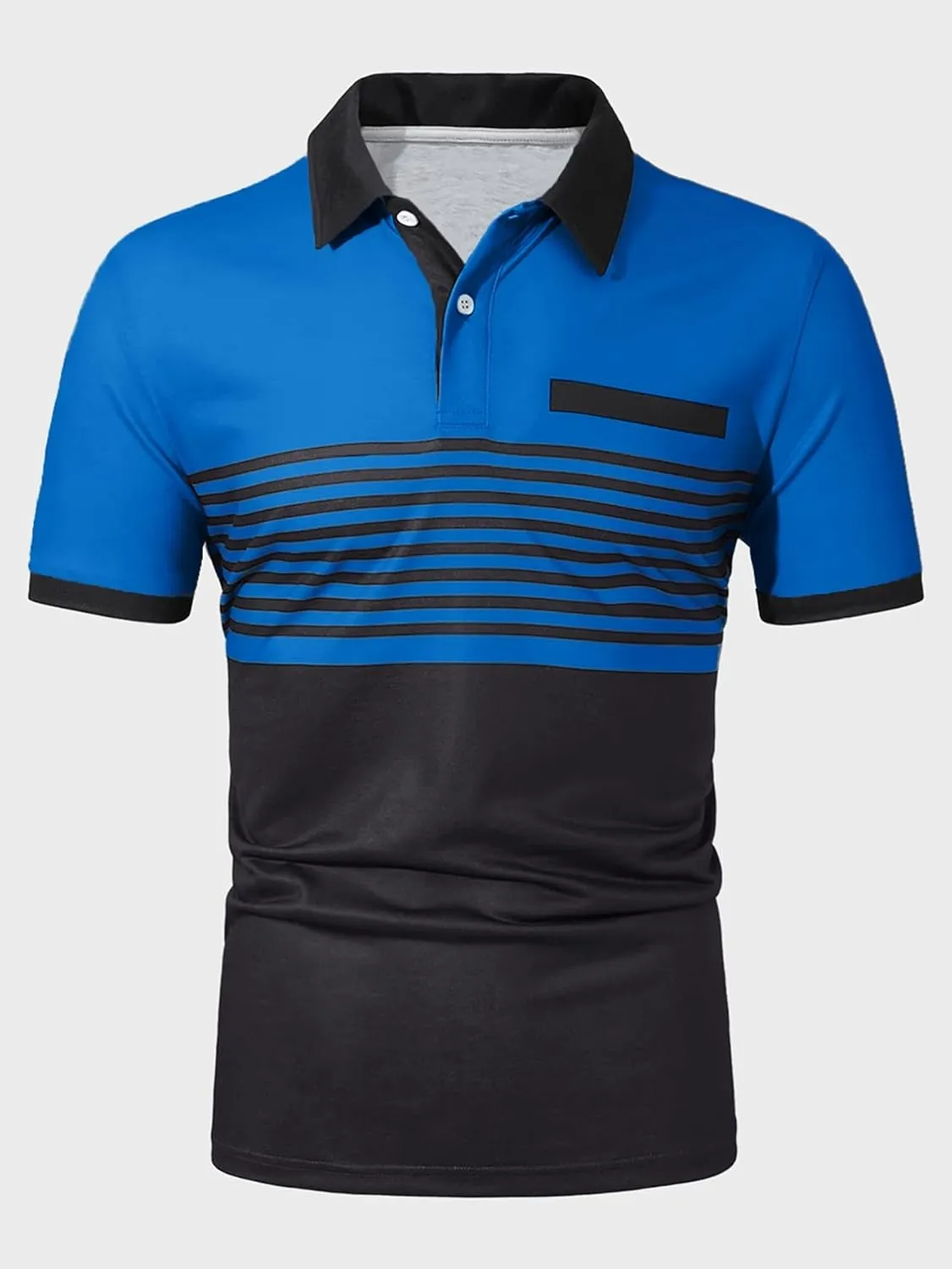 SOLY HUX Men's Golf Shirts Short Sleeve Striped Collared T Shirt Casual Work Shirts