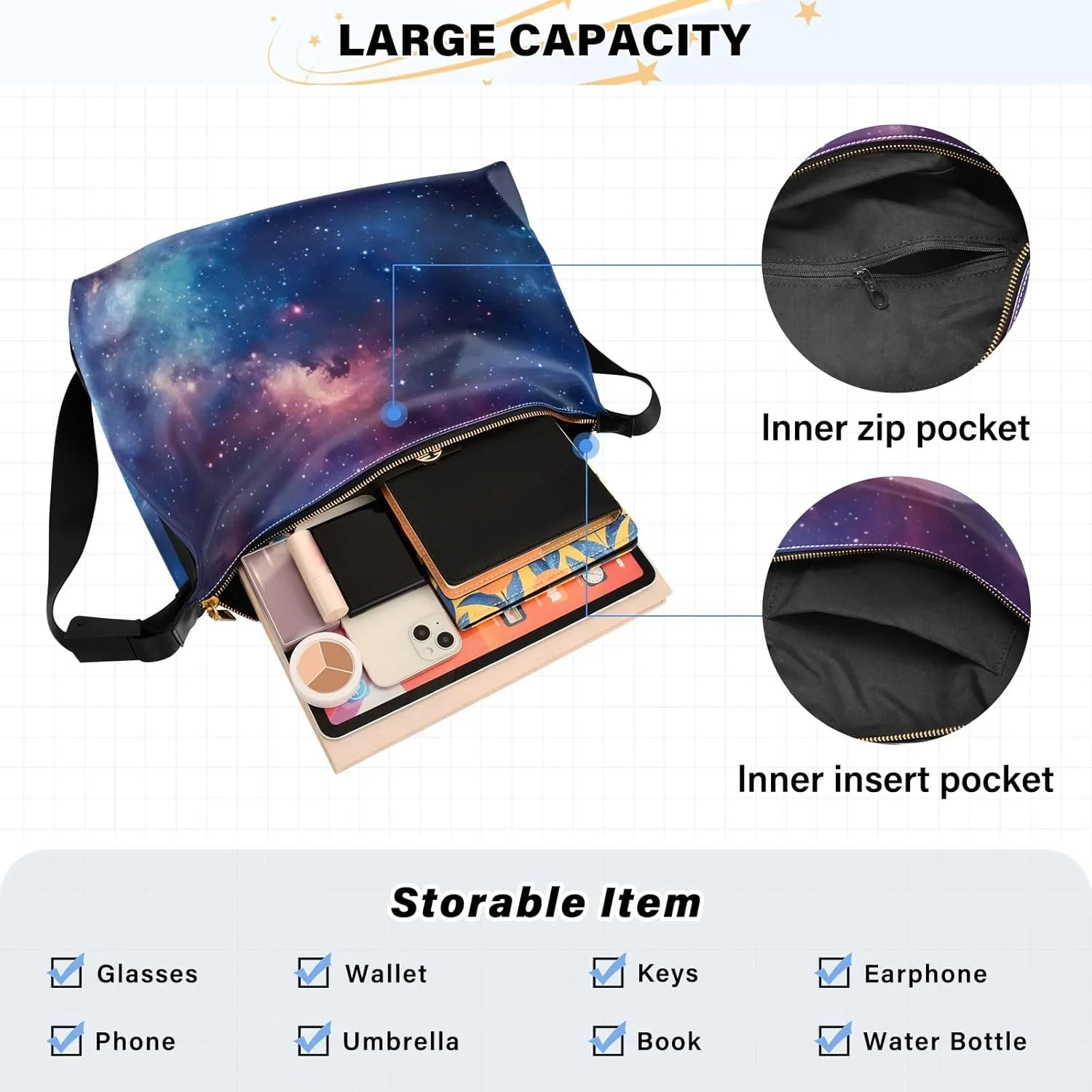 Space Large Leather Crossbody Bag, Shoulder Sling Bag for Men, Cross Body Leather Shoulder Bag