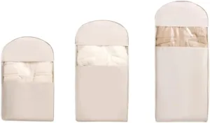 Space-Saving Hanging Storage Bag for Down Jackets, Hanging Compression Bags,Dust Cover Clothes Bags for Down Coat (Beige, M L XL)