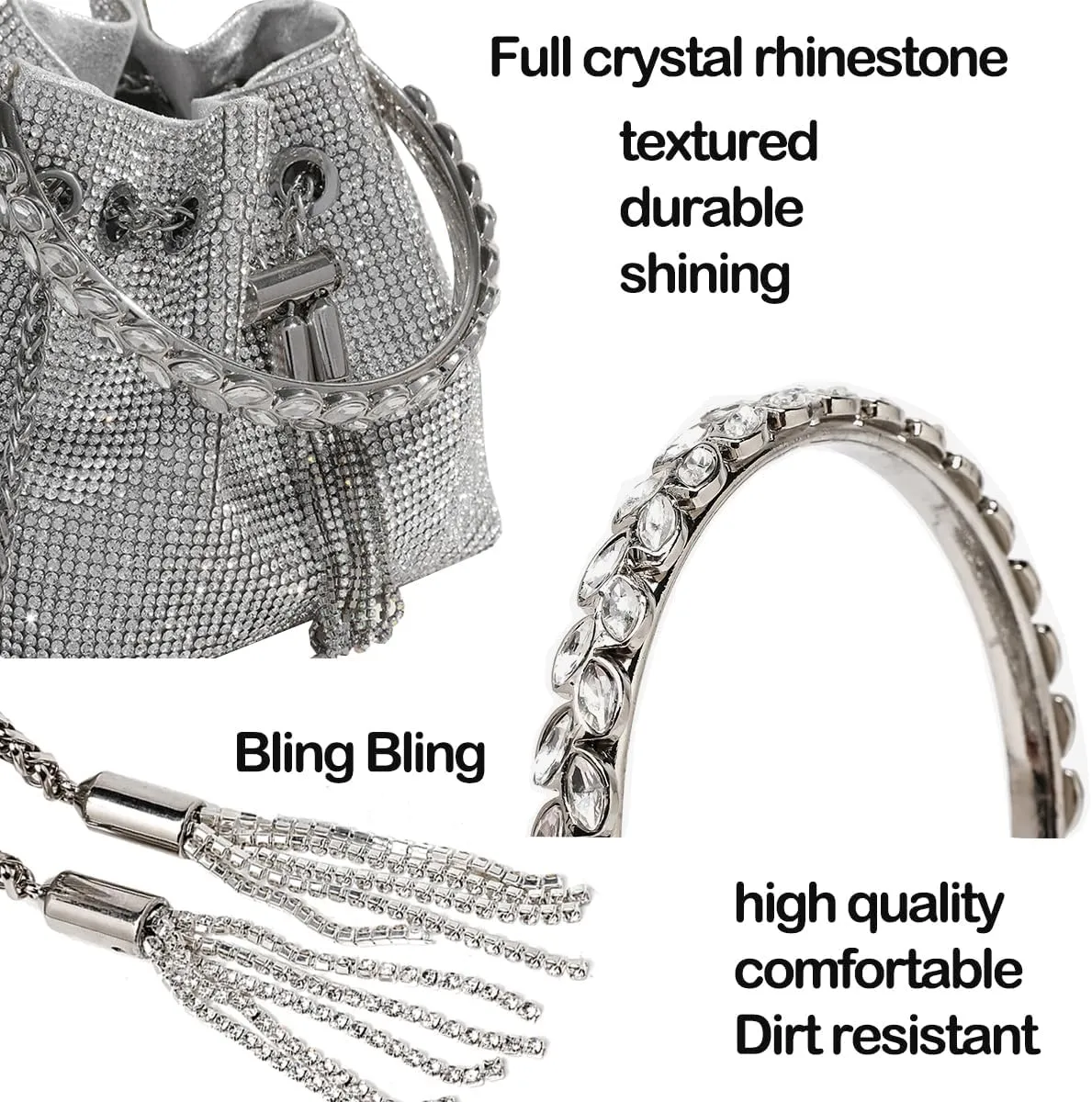 Sparkling Women's Evening Handbags Rhinestone Purse Crossbody Bag Wedding Prom Party Club Purses