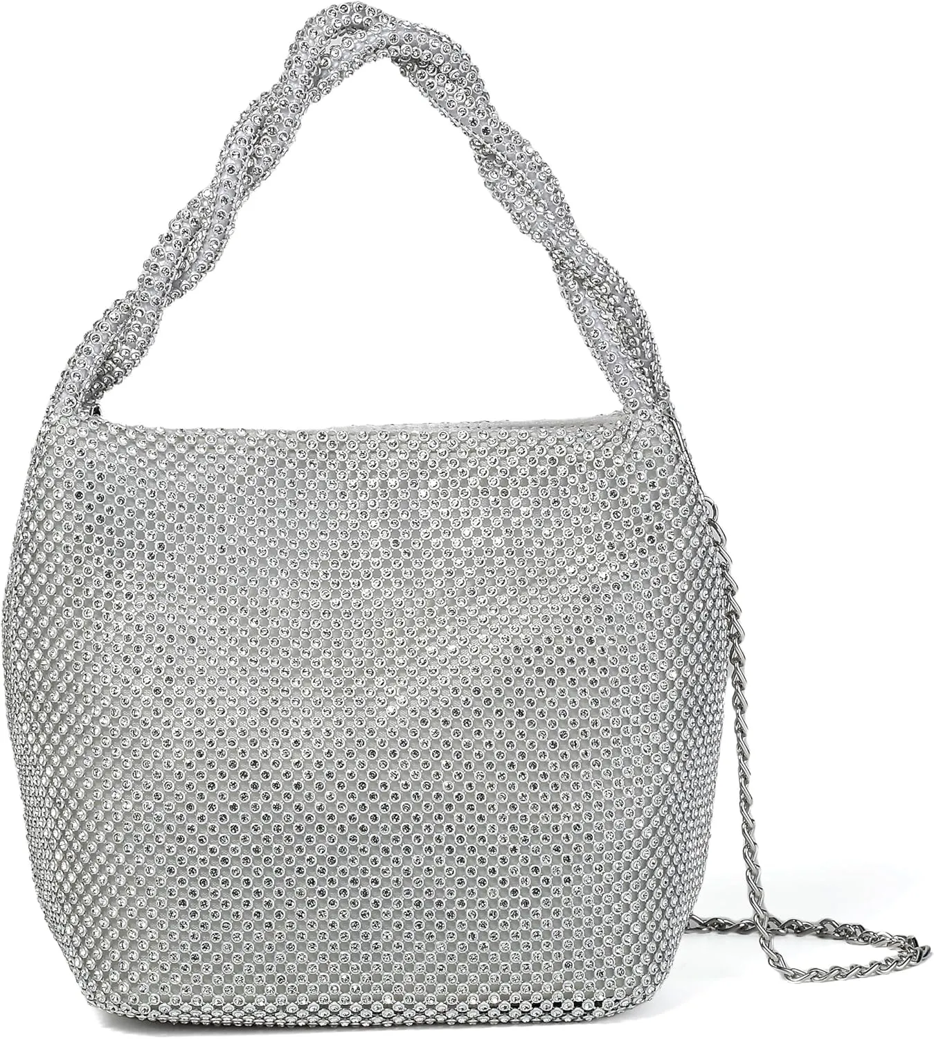 Sparkly Clutch Purses For Women Wedding Party Pleated Silver Banquet Evening Bags For Women Formal