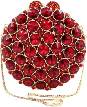 Sparkly Round Shape Evening Bag Luxury Crystal Clutch Formal Rhinestone Purse Party Wedding Cute Handbag