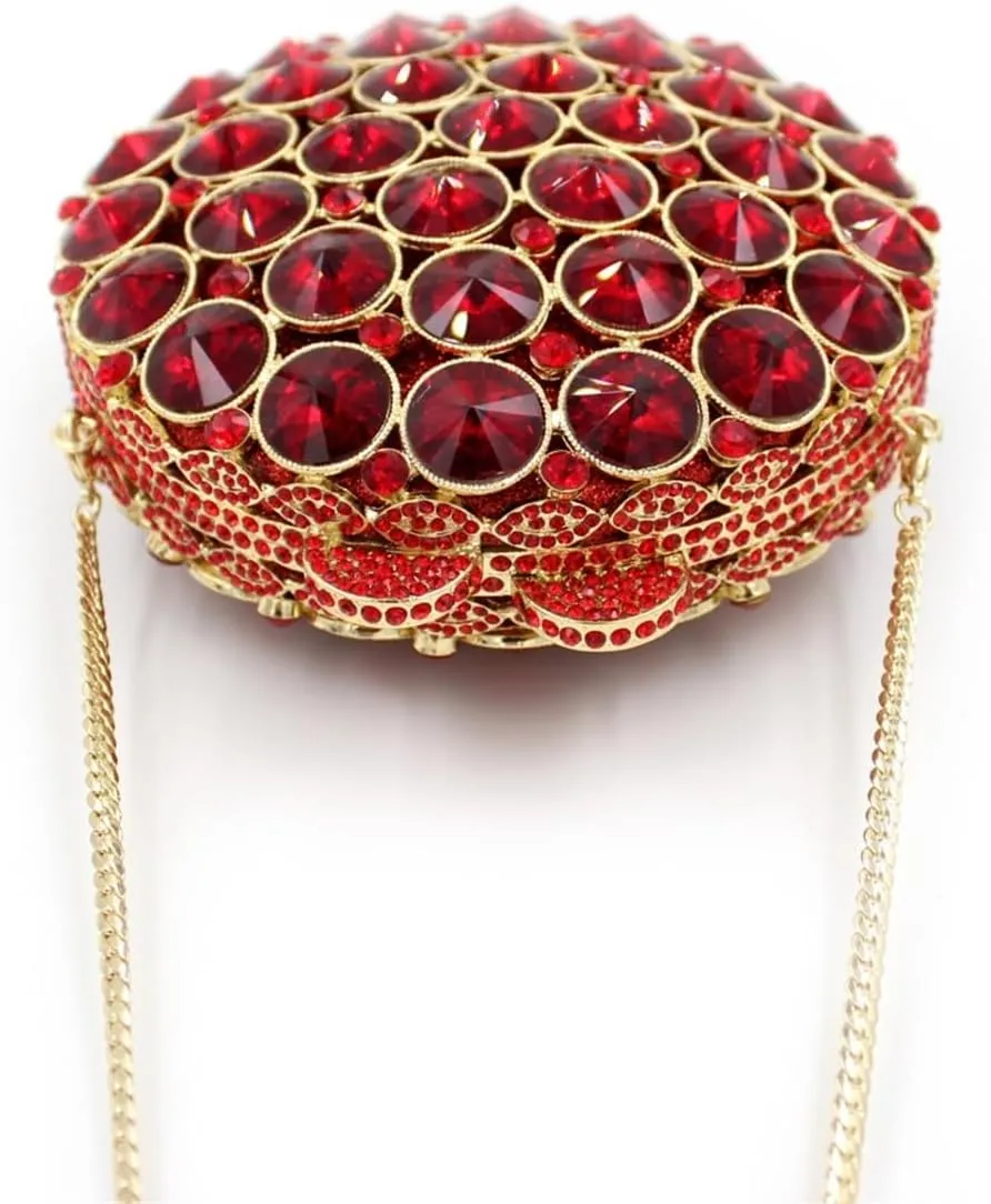 Sparkly Round Shape Evening Bag Luxury Crystal Clutch Formal Rhinestone Purse Party Wedding Cute Handbag