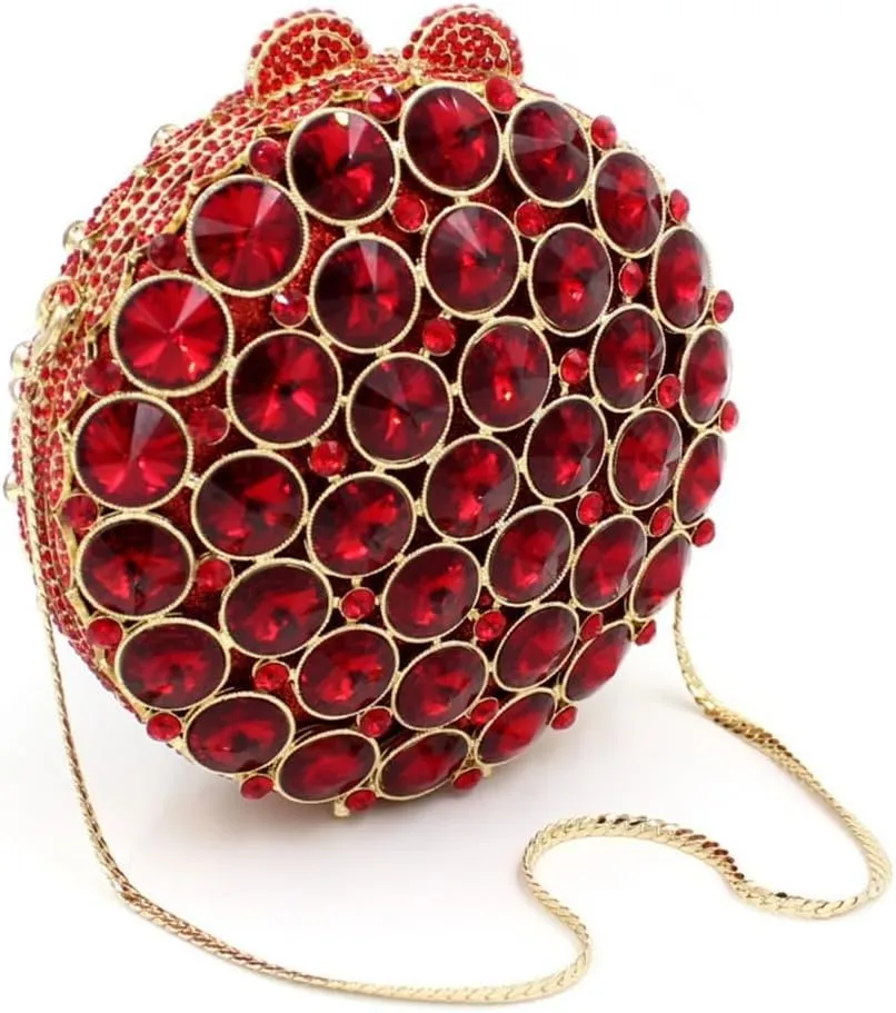 Sparkly Round Shape Evening Bag Luxury Crystal Clutch Formal Rhinestone Purse Party Wedding Cute Handbag