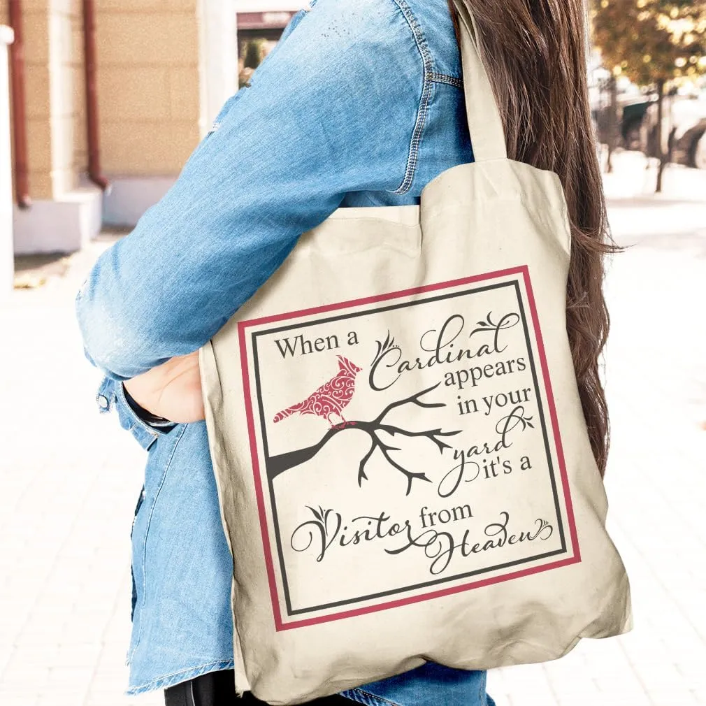 Speedy Pros Canvas Tote Bag for Women Cardinal Visitor from Heaven Red and Black Coping Loss