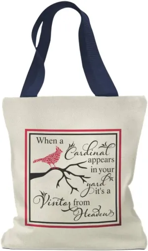 Speedy Pros Canvas Tote Bag for Women Cardinal Visitor from Heaven Red and Black Coping Loss