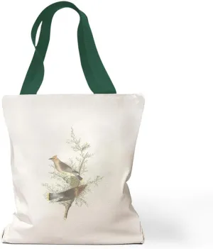 Speedy Pros Canvas Tote Bag for Women Cedar Waxwings Birds on A Branch James Audubon Vintage