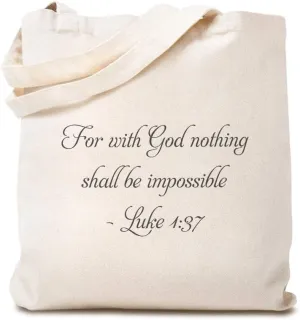 Speedy Pros Canvas Tote Bag for Women For with God Nothing Shall Be Impossible Christ Jesus Beach Bags for Women