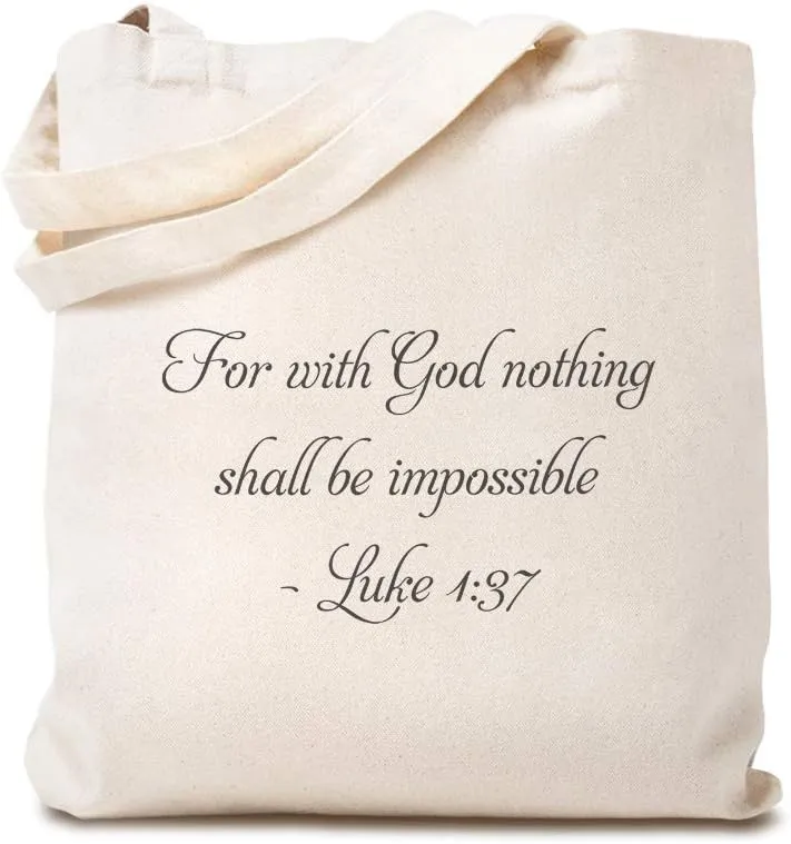 Speedy Pros Canvas Tote Bag for Women For with God Nothing Shall Be Impossible Christ Jesus Beach Bags for Women