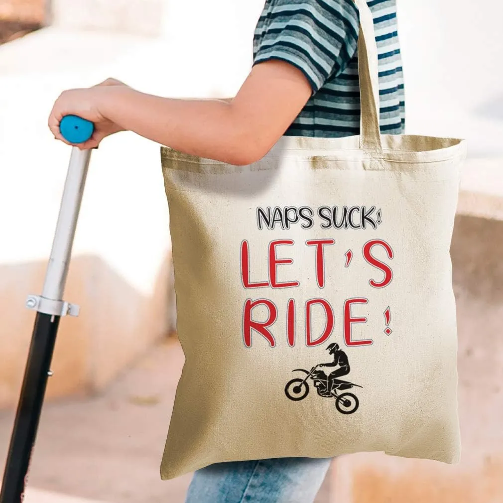 Speedy Pros Canvas Tote Bag for Women Naps Suck! Let's Ride! Funny Humor Gag Beach Bags for Women